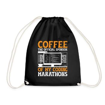 Coffee Coding Programmer Coder Developer Nerd Coff - Drawstring Bag - black - Front