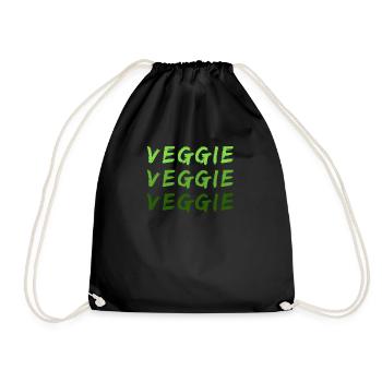 Veggie Dreifach - Grün Leben - Turnbeutel - Schwarz - Vorne