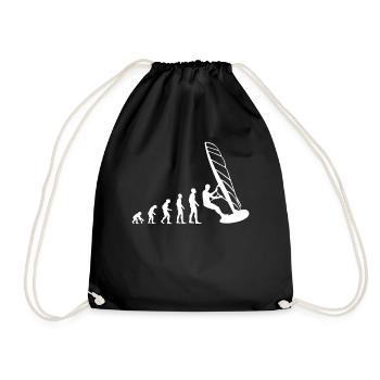 Evolution Windsurfer - Vom Affen zum Brett - Turnbeutel - Schwarz - Vorne