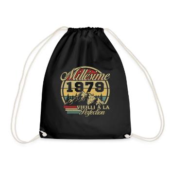 Jahrgang 1979, Jahrgang 1979 Geburtstagsgeschenk - Turnbeutel - Schwarz - Vorne