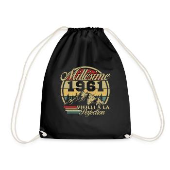 Jahrgang 1961, Jahrgang 1961 Geburtstagsgeschenk - Turnbeutel - Schwarz - Vorne