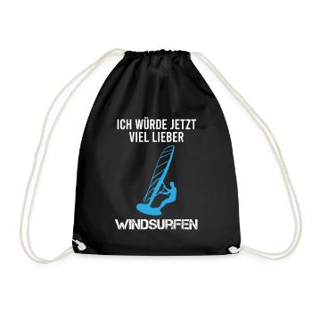 Lieber Windsurfen - Jetzt - Turnbeutel - Schwarz - Vorne