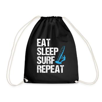 Surf rhythm - eat, sleep, surf - Drawstring Bag - black - Front