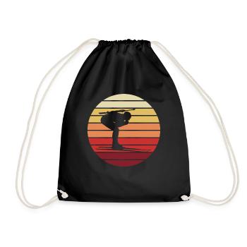 Biathlon Silhouette Rétro Coucher de soleil - Sac de sport léger - noir - Devant