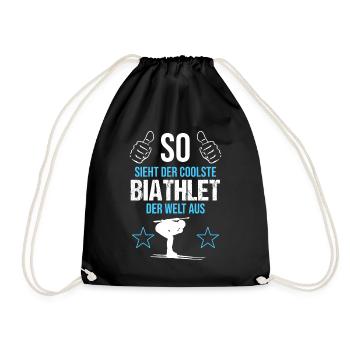 Weltbester Biathlet – Coolness Pur - Turnbeutel - Schwarz - Vorne