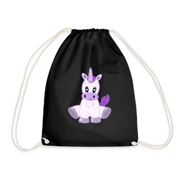 Licorne mignonne - Regard magique - Sac de sport léger - noir - Devant