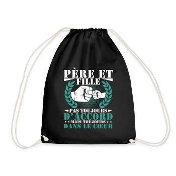 Père et Fille Cadeau Fete des Pères Vintage Humour - Sac de sport léger - noir - Devant