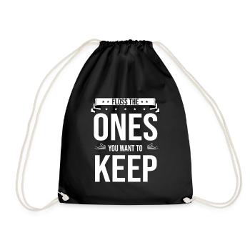 Floss The Ones You Want To Keep Dentistry Dental D - Drawstring Bag - black - Front