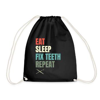 Manger Dormir Réparer les dents Répéter Dentisterie dentaire Dentis - Sac de sport léger - noir - Devant