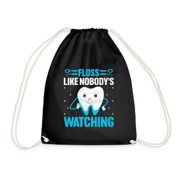 Floss Like Nobody's Watching Dentist Dental Dentis - Drawstring Bag - black - Front