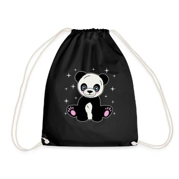 Kuschelpanda unter Sternen - Turnbeutel - Schwarz - Vorne