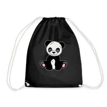 Adorable Panda Friend - Drawstring Bag - black - Front