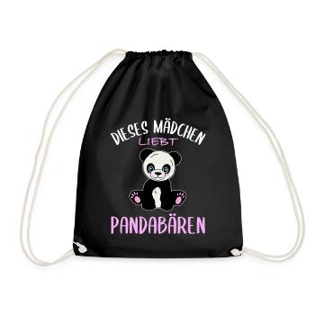 Girl's heart for pandas - Drawstring Bag - black - Front