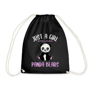 Girl's heart for pandas - Drawstring Bag - black - Front