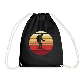 Coucher de soleil sur Ski cadeau - Sac de sport léger - noir - Devant