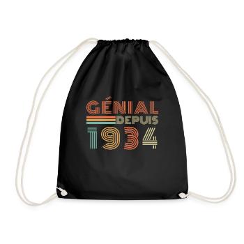 Awesome Since 1934 Retro Birthday Gift - Drawstring Bag - black - Front