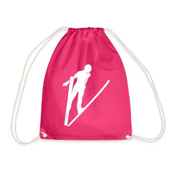 Geschenk für Skisprung-Fans - Turnbeutel - Fuchsia - Vorne