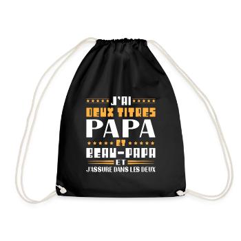 J'ai Deux Titres Papa Et Beau papa Humour Cadeau - Sac de sport léger - noir - Devant