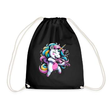 Unicorn Violin Instrument Violinist Fiddler Violin - Drawstring Bag - black - Front