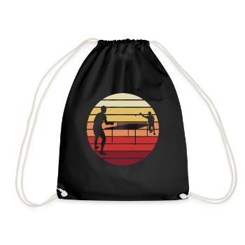 Table Tennis Sunset Match Gift - Drawstring Bag - black - Front