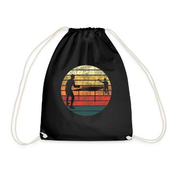 Table Tennis Sunset Match Gift - Drawstring Bag - black - Front