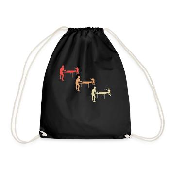 Colorful Table Tennis Match Design - Drawstring Bag - black - Front