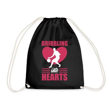 Un joueur de basket-ball de la Saint-Valentin dribble dans les cœurs - Sac de sport léger - noir - Devant