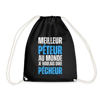 Pécheur Homme Péteur Pécheur Poisson Pêche Drôle - Sac de sport léger - noir - Devant