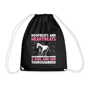 Thoroughbred Horse Racing Riding Equestian Horses - Drawstring Bag - black - Front