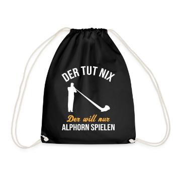 Alphorn Gift - Just Playing, No Doing - Drawstring Bag - black - Front