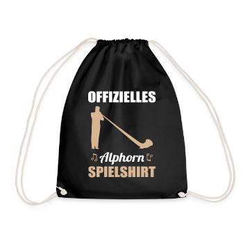 Geschenk - Offizielles Alphorn Spielshirt - Turnbeutel - Schwarz - Vorne