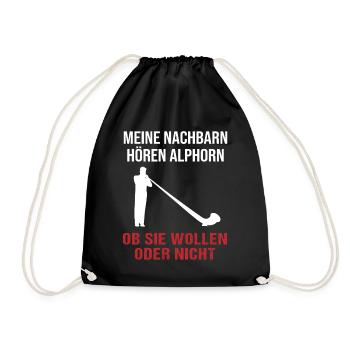 Geschenk für Nachbarn - Alphornklänge - Turnbeutel - Schwarz - Vorne