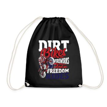 Dirt Bike American Flag Motocross Biker 4th of - Drawstring Bag - black - Front