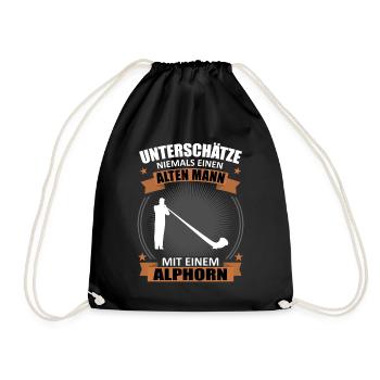 Alphorn Geschenk - Alter Mann, Weiser Klang - Turnbeutel - Schwarz - Vorne