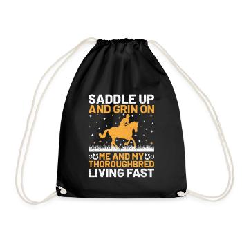 Thoroughbred Horse Racing Riding Equestian Horses - Drawstring Bag - black - Front