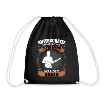 Altersweisheit Banjo - Geschenk mit Erfahrung - Turnbeutel - Schwarz - Vorne