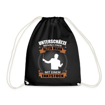 Never Underestimate an Old Man - Baton - Drawstring Bag - black - Front