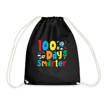 100th Day of School 100 Days Smarter Books Space - Drawstring Bag - black - Front