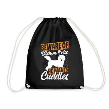 Pet Toy Bichon Frise Dog Lovers Dog Lover Bichons - Drawstring Bag - black - Front
