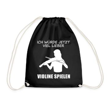 Sehnsucht Violinen Spielzeit Geschenk - Turnbeutel - Schwarz - Vorne