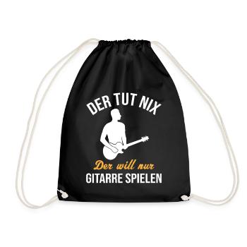 Quiet Guitar Player Gift Shirt - Drawstring Bag - black - Front