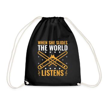 Trombonist Trombone Player Marching Band Trombone - Drawstring Bag - black - Front