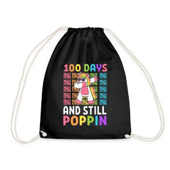Frohe 100 Tage Schule und immer noch Poppin 100th - Turnbeutel - Schwarz - Vorne