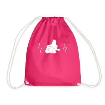 Herzschlag Gitarristin Geschenk-Takt - Turnbeutel - Fuchsia - Vorne