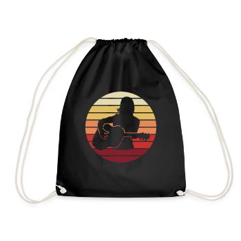 Guitarist Sunset Gift Harmony - Drawstring Bag - black - Front