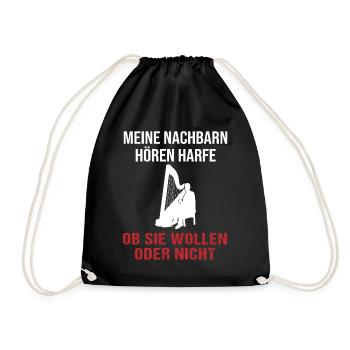 Harp sound neighbors must listen - Drawstring Bag - black - Front