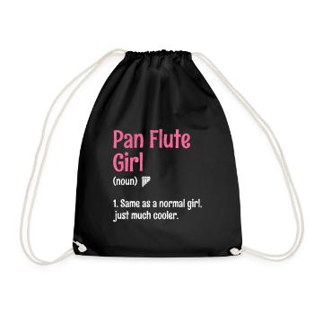 Pan Flute Girl Pan Flutist Marching Band Music Ins - Drawstring Bag - black - Front