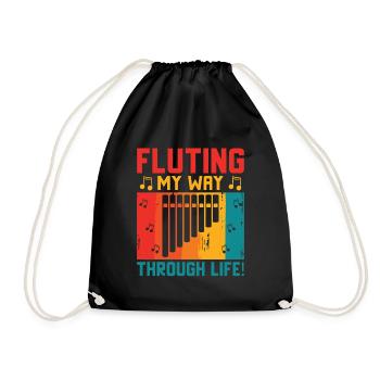 Pan Flute Player Pan Flutist Marching Band Music I - Drawstring Bag - black - Front