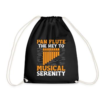 Pan Flute Player Pan Flutist Marching Band Music I - Drawstring Bag - black - Front