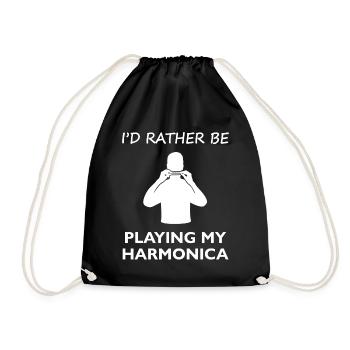 Longing Harmonica Player Shirt - Drawstring Bag - black - Front